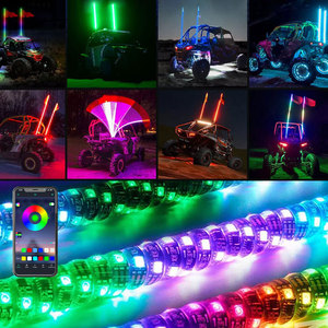 Luz de látigo LED RGB <span class=keywords><strong>9</strong></span>-32V DC impermeable APP + Control remoto Symphony 90 cm asta de bandera con bandera para Jeep Ambient Light - Product Image 6