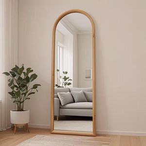 Miroir de salon mural encadré en bois naturel, miroir de <span class=keywords><strong>coiffure</strong></span> de luxe, miroir de coiffage en arche pour salon - Product Image 4