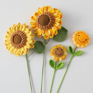 Classic Handmade Knitted Artificial Crochet Sunflower Crochet Flowers for Wedding Crochet Bouquet Women's Mothers Day