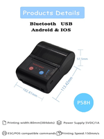 Printer Label Thermal Mini 58mm Dapper Handheld, Pembuat Label Ponsel Portabel, Resolusi 203dpi, Baterai 2000mAh