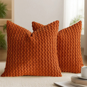 Housses de <span class=keywords><strong>coussin</strong></span> décoratives neutres de Noël Housse de <span class=keywords><strong>coussin</strong></span> carrée en velours côtelé Boho doux pour l'automne hiver - Product Image 2