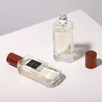 Haute Qualité 50ml Plat Rectangle Carré Transparent Fond Épais Parfum Vaporisateur Bouteilles En Verre Avec Bouchon En Bois