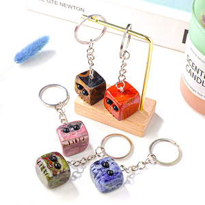 Natural Crystal Healing Stones Keychain Pendant Amethyst Gemstone Tassel Jewelry Accessory