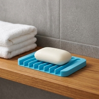 Support à savon en silicone incliné antidérapant à séchage rapide avec grille d'auto-drainage pour salle de bain, douche et comptoir de cuisine