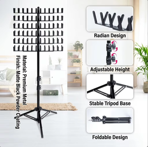 Portable Hair Extension Stand with Adjustable Height Metal Hair Weft Hanger Stable Tripod Wig Display Rack <b>Foldable</b> Mannequin - Product Image 1