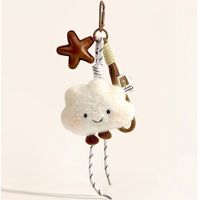 Lanière Nuage Blanc Neige Personnalisée, Pendentif Breloque Sac à Dos en Peluche Mignon et Tendance, Accessoire Petite Poupée, Porte-clés pour Couples