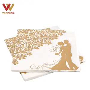 Fournisseurs primants de chine, Logo personnalisé imprimé, serviettes de table en papier pour Restaurant, serviettes de mariage imprimées