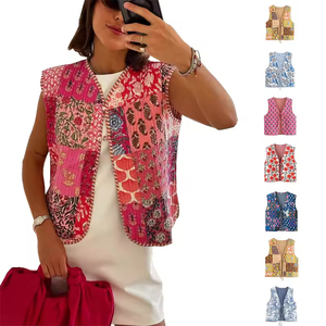 Chaleco Estilo Bohemio para Mujer, Chaleco sin Mangas con Estampado Floral, Moderno y Vintage, para la Temporada de Aire Libre - Product Image 1