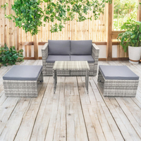 Vente en gros d'usine de mobilier d'extérieur, jardin, patio, balcon, ensemble de canapé de taille mini avec boîte de rangement, chaise longue en rotin