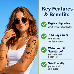 Tatuajes Temporales Jagua, Diseño de Flor de Loto, Estilo Tinta China, Resistentes al Agua, Semipermanentes, Seguros para la Piel, OEM/ODM - Product Image 2