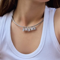 Collar de Acero Inoxidable Rígido Resistente al Deslustre con Colgante de Zirconia en Forma de Lágrima de Oro de 18K Impermeable para Usar en Capas
