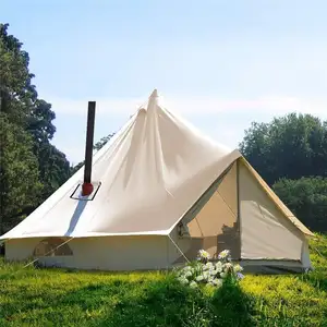 5 м Водонепроницаемая огнестойкая хлопчатобумажная парусиновая палатка-колокольчик вигвам юрта с отверстием для деревянной плиты