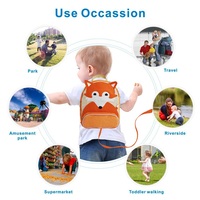 Ceinture de sécurité pour enfants motif renard, sac à dos en peluche mignon détachable en polyester, jouets pour bébés d'âge préscolaire, sac en filet