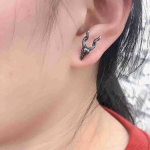 yunnique Stainless Steel Ram Head Stud <b>Earrings</b> Animal Zodiac Design For Men And Women Fashion Jewelry Ear Studs - Product Image 2