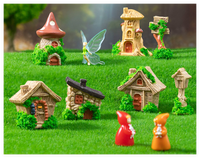 Fées miniatures bienvenue fée jardin Kit résine chaise souche d'arbre champignon panneaux routiers boîte aux lettres pierre 3D maison mignon Kawaii Figure