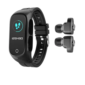 Nieuw 2 In 1 Smartwatch Met Oordopjes Muziek Bloeddrukbericht Push Sport Smart Armband Stappenteller Smartwatch Oortelefoon