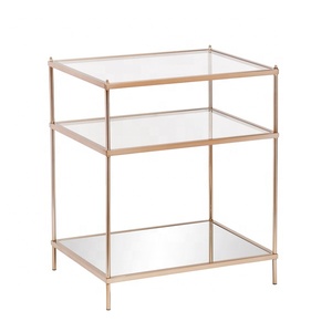 Living Room Gold Coffee <strong>Table</strong> Trendy 3 Tiers clear Tempered <strong>Glass</strong> <strong>Side</strong> <strong>Table</strong> - Product Image 1