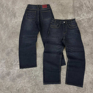 <span class=keywords><strong>Jeans</strong></span> di Alta Qualità in Denim Pesante <span class=keywords><strong>Oversize</strong></span> con Gamba Larga, Stile Streetwear, Design Personalizzato con Logo Stampato per <span class=keywords><strong>Uomo</strong></span> - Product Image 2
