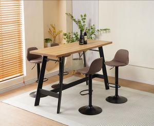 Modern Design Brown PU <b>Leather</b> Counter <b>Bar</b> Home Barstool Adjustable Swivel <b>Bar</b> <b>Stool</b> for Kitchen - Product Image 6