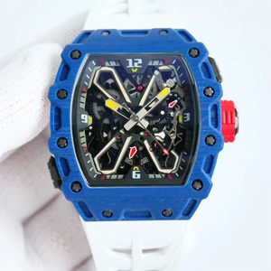 Reloj de Pulsera con Tourbillon Integrado, Caja en Forma de Barril de Fibra de Carbono, Correa de Goma, Diseño de Fondo de Caja Transparente, Reloj Mecánico - Product Image 4