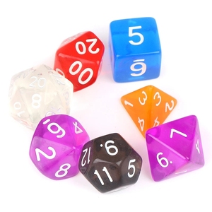 Juego de 7 piezas de dados poliédricos transparentes D4 D6 D8 D10 <span class=keywords><strong>D</strong></span> % D12 D20 juegos de mesa con bolsa de plástico Acrílico - Product Image 6