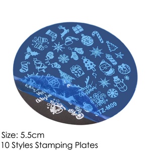 Nueva Placa de Estampado de Uñas con Diseño de Copos de Nieve Navideños, Placa Redonda de Acero Inoxidable para Estampado de Uñas - Product Image 5