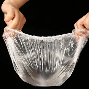 Filme plástico descartável elástico de cozinha transparente de nylon para alimentos, capa de nylon para prato, reutilizável e transparente