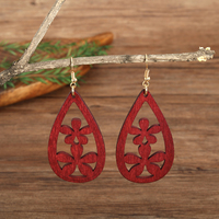 Vente en gros pas cher goutte d'eau Monstera feuille géométrique hawaïenne africaine boucles d'oreilles en bois pour les femmes