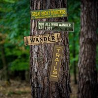 Letrero Metálico Retro de las Senderos de Montaña, Decoración de Pared del Parque Nacional Great Smoky Mountains para Cabaña, Casa, Aventura al Aire Libre