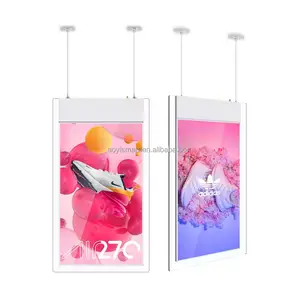 shopping mall 8k 55" intelligent high lumen factory wholesale hanging ceiling mounted dual side screen