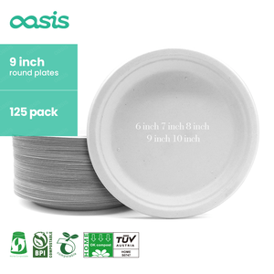 Fabrik Großhandel Biologisch abbaubare Zuckerrohr Bagasse Papiers chale Mikrowellen geeignete Serviert eller für Camping - Product Image 1
