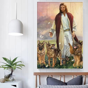Cómoda sala de estar cristiana decoración del hogar arte de pared abstracto con Dios gato Ángel Jesús-Póster impreso en lienzo - Product Image 4