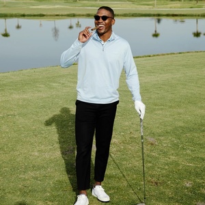 Ropa de Golf Transpirable de Secado Rápido para Hombre, Color Azul Cielo, Sudadera con Cierre de Cremallera, Camisas de Golf de Manga Larga - Product Image 4