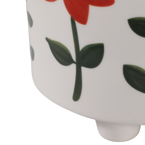 Set di vasi in ceramica dipinti a mano con fiori rossi per decorazioni interne ed esterne, 2 misure - Product Image 6