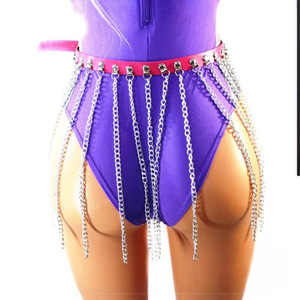 Cadena de cintura estilo punk transfronterizo europeo y americano, joyería para danza urbana, cinturón informal, combinación de cuero y cadena. - Product Image 2