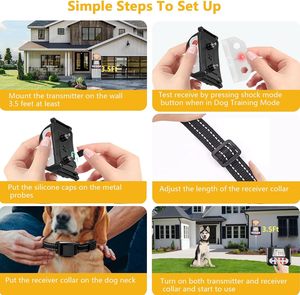 Système de clôture sans fil pour chien Clôture électrique avec grand écran LCD Collier de dressage <span class=keywords><strong>portable</strong></span> pour chien Signal 2.4G Murs pénétrants - Product Image 6