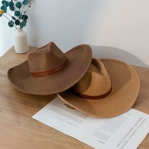 Wholesale Sombrero Mexican Summer Beach100% Paper Wide Brim <b>Straw</b> Fedora <b>Hats</b> Men <b>Straw</b> Cowboy <b>Hats</b> - Product Image 3