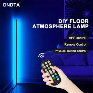 Akıllı LED atmosfer zemin ışık müzik fonksiyonu ile ayakta köşe lambası RGB CCT akıllı uzaktan kumanda App kontrol zemin lambası