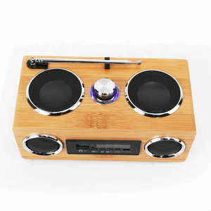 Hifi Tre Bằng Gỗ Bluetooth BT Không Dây Mini Xách Tay Loa FM Đài Phát Thanh Có Thể Sạc Lại Màu Xanh Răng Loa Soundbox Loa - Product Image 1