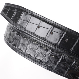 Cintura <span class=keywords><strong>in</strong></span> vera pelle con fibbia liscia <span class=keywords><strong>in</strong></span> osso di coccodrillo siamese per uomini di mezza età e giovani - Product Image 4