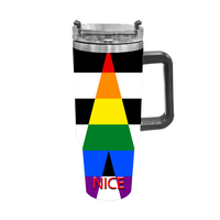 Gobelet isotherme en acier inoxydable de 40 oz sur le thème arc-en-ciel gay, tasse portable pour les longs trajets en voiture, la plage, le camping en plein air