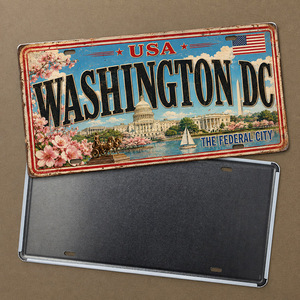 Letrero Metálico Vintage de Ciudad de EE. UU., Placa de Matrícula de Metal Rústica Retro, Letrero Metálico de Estilo Antiguo para Decoración de Pared de <span class=keywords><strong>Bar</strong></span> o Garaje - Product Image 2