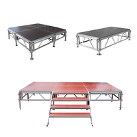 Vente flash - Scène de concert extérieure réglable 1,22 m x 1,22 m, plateforme de scène portable en alliage d'aluminium, scène pliable mobile