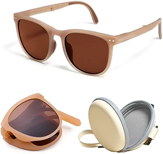 편광 접이식 선글라스 2022 여성 UV400 럭셔리 브랜드 디자이너 접이식 차양 안경 케이스
