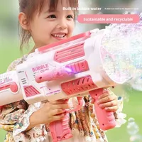 Máquina de Burbujas de Plástico para Niños, Pistola de Burbujas Espacial Gatling Recargable, Totalmente Automática, para Niños y Niñas