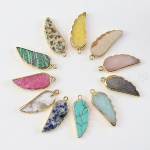 Natural <strong>Angel</strong> <strong>Wings</strong> Crystals <strong>Pendant</strong> and Charm, Feather Stone Gemstone <strong>Pendants</strong> Charms for NECKLACES Jewelry Making - Product Image 1