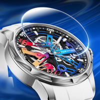 Mark Fairwhale Herren-Armbanduhr, automatisch, mechanisch, doppelt ausgehöhltes Cyclone-Gehäuse, Kautschukarmband, wasserdicht, leuchtendes Zifferblatt, FW-6620