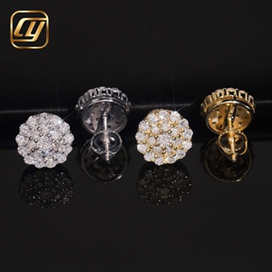 Aretes CHOYUE de Plata Esterlina 925 con Baño de Rodio, Diamante Cultivado en Laboratorio con Corte Brillante, Certificado IGI, Diseño de Flor de Sol, Unisex, para Boda - Product Image 2