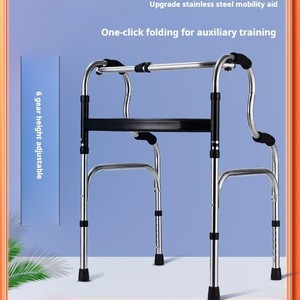 Stainless Steel <b>Walker</b> With Wheels And Height Adjustment For Elderly Mobility Assistance - Product Image 2