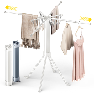 ราวตากผ้าแบบพับได้ 4 ขา พร้อมล้อเลื่อน - Product Image 1